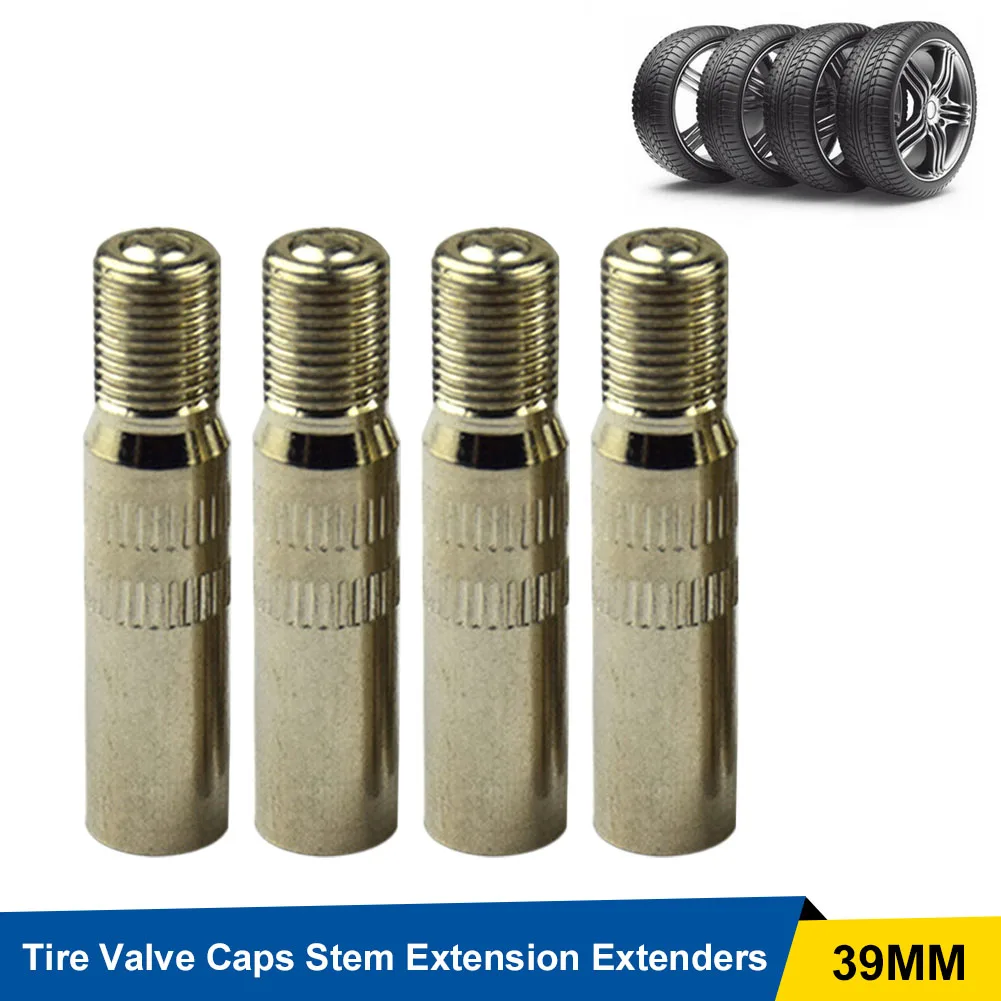 

4Pcs New Metal 39mm 60PSI Waterproof Screw-On Car Tire Valve Cap Stem Wheel Tire Cap Extender Adapter for Auto Car Truck