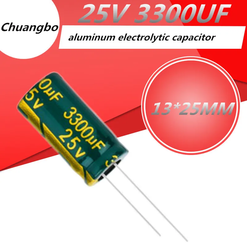 

5pcs 25V3300UF 13*25 25V 3300UF Low ESR/Impedance high frequency aluminum electrolytic capacitor size 20%