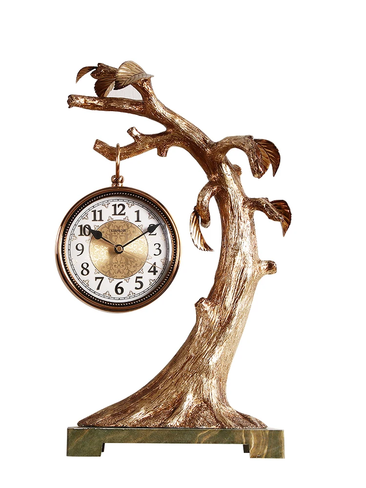 

Metal dial clock living room household desktop resin style creative fashion ornaments old-fashioned Nordic Large table clock met