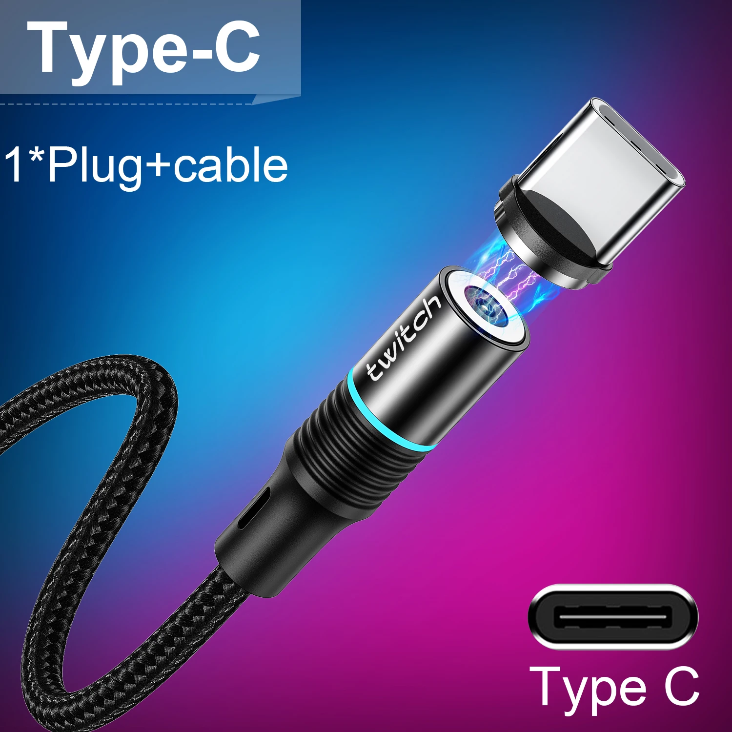 Магнитный кабель Twitch usb type-C кабель для samsung S10 huawei Xiaomi Быстрая зарядка type-C зарядный провод USB C магнит - Цвет: Black Type C Cable