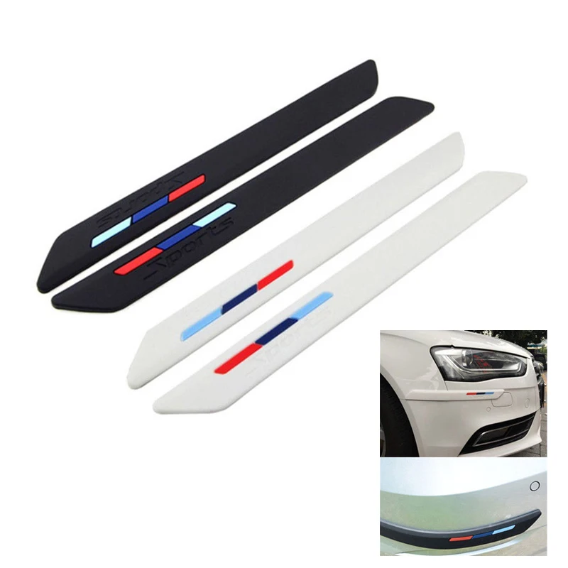 2PCS Car Rubber Front+Rear Bumper Scratch Protector Strip Corner Guard Sticker Edge Protection Styling Mouldings | Автомобили и