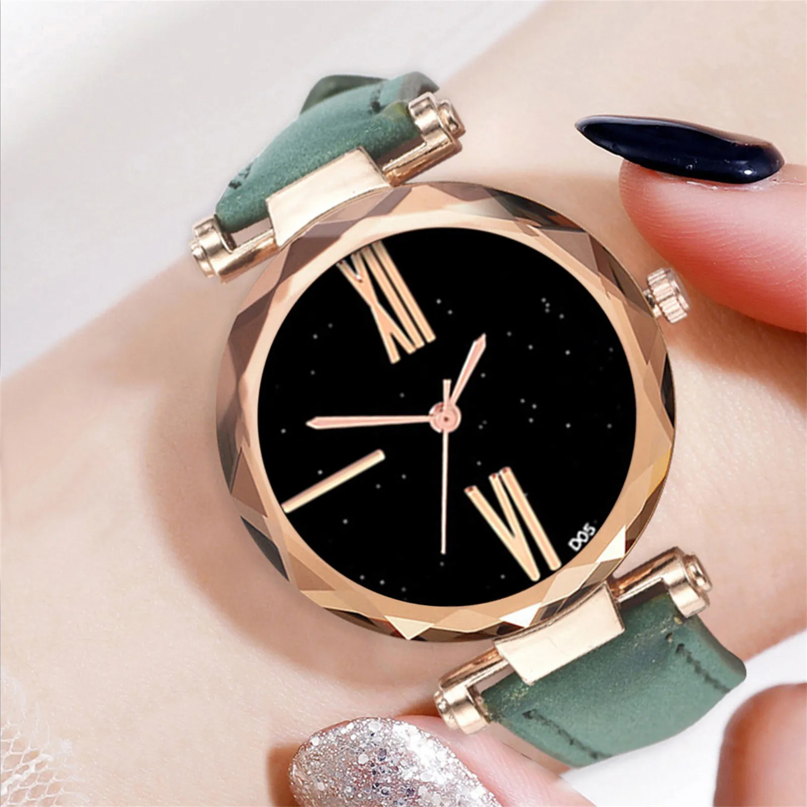 

Korean Women Romantic Starry Sky Wrist Watch bracelet Leather Rhinestone Designer Ladies Clock Simple Dress Gfit Montre Femme