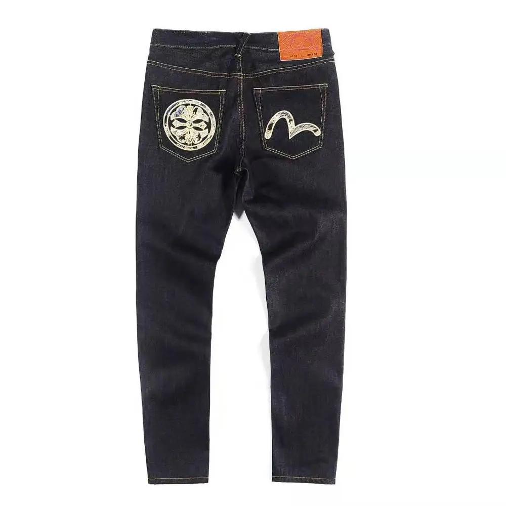 Evisu, новинка, повседневные, мужские, дышащие, высокое качество, джинсы, теплые, мужские, бренд, вышивка, прямые, с принтом, мужские брюки, четыре сезона