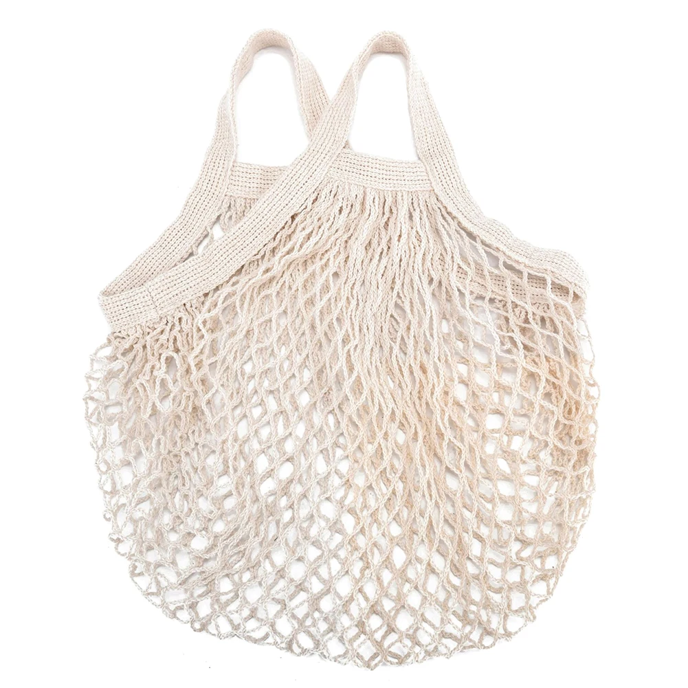 

Portable Reusable Grocery Bags Fruit Vegetable Bag Washable Cotton Mesh String Organic Organizer Handbag Short Handle Net Tote