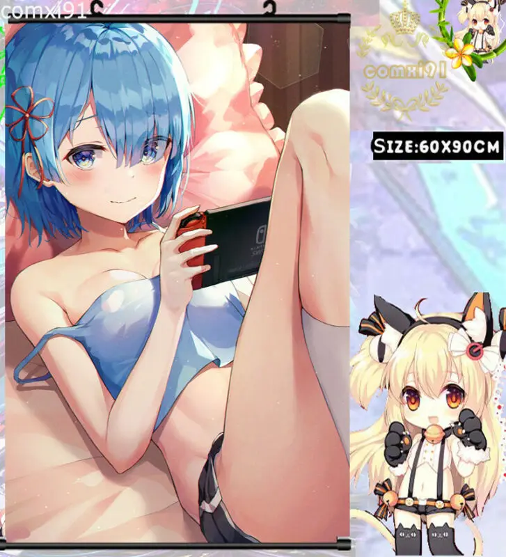 Аниме Re Zero 60x90 см сексуальный Rem домашний настенный свиток персонализированный