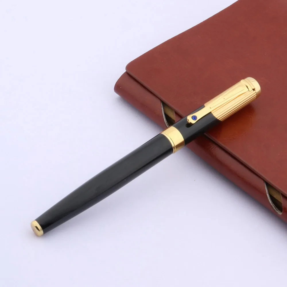 Черная и Золотая перьевая ручка роскошного качества 9009 синяя Алмазная