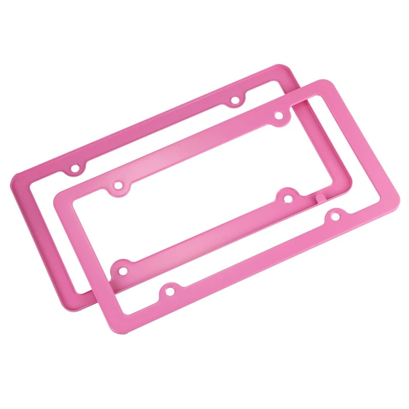 Розовая рамка номерного знака из алюминиевого сплава 2 шт. с винтовыми крышками 4