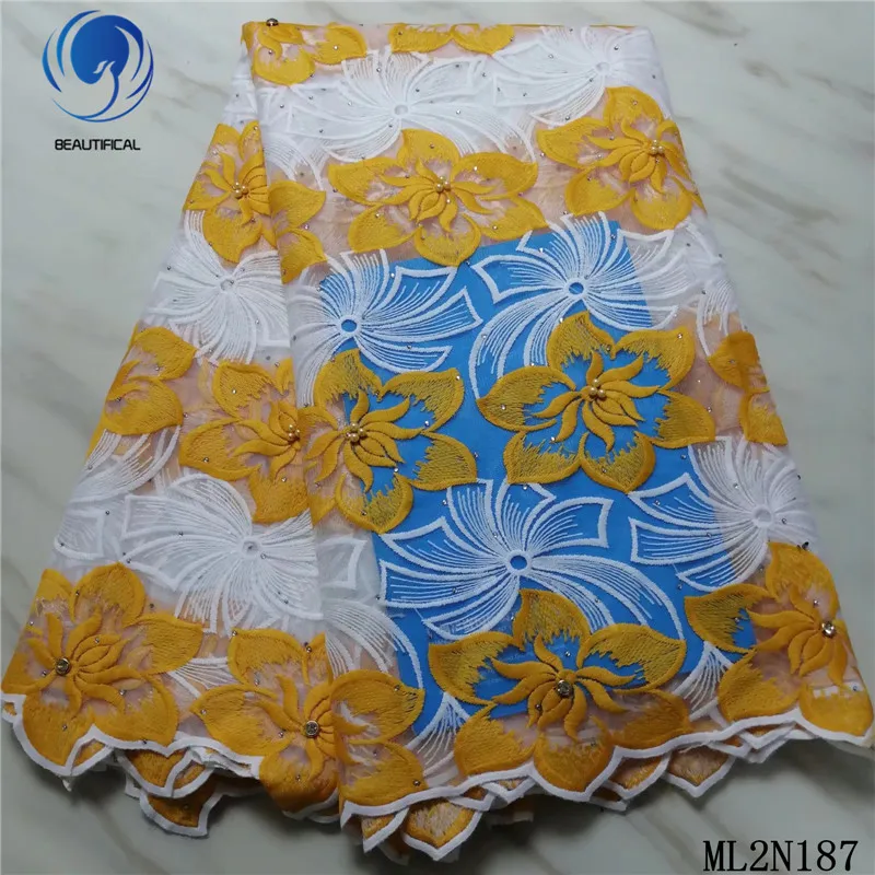Красивые африканские кружевные ткани красивая вышивка орхидеи тюль с бусинами