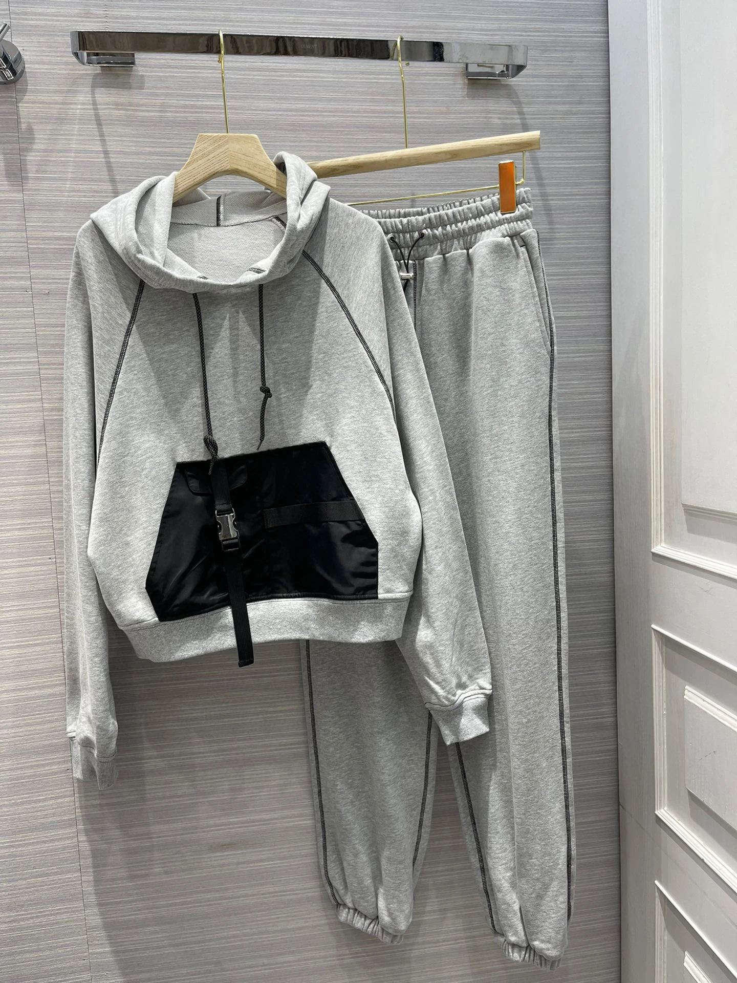 

Роскошный дизайнерский женский свободный спортивный костюм, осенняя Роскошная брендовая одежда, толстовка с капюшоном, комплект из двух пр...