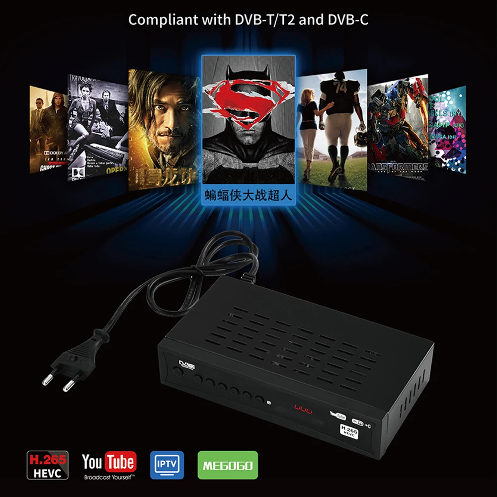 DVB-T2 HEVC 265 цифровой ТВ приемник FTA DVB-C ТВ-тюнер DVB T2 Full HD H.265 DVBT2 телеприставка Youtube IP TV