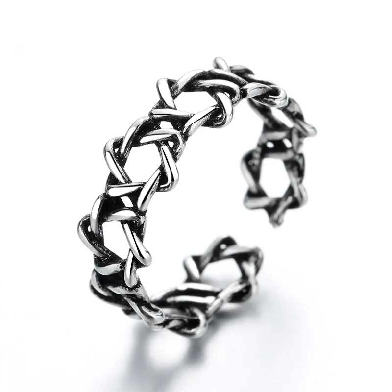 Фото Тайское модное Открытое кольцо с гексаграммой для мужчин и женщин полые звезды