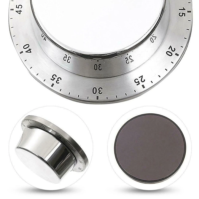 

Stainless Steel Kitchen Timer with netic Base Manual Mechanical Cooking Clock Alarm Reminder