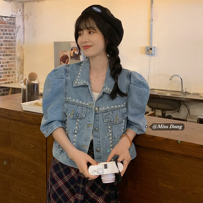 Женская джинсовая куртка в стиле ретро короткая летняя универсальная Свободная