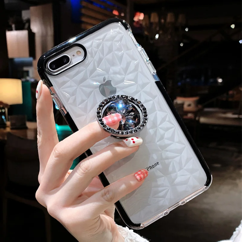 Чехол для iPhone 11 Pro Max 8 7 6s Plus X XS XR роскошный с бриллиантовым кольцом на палец