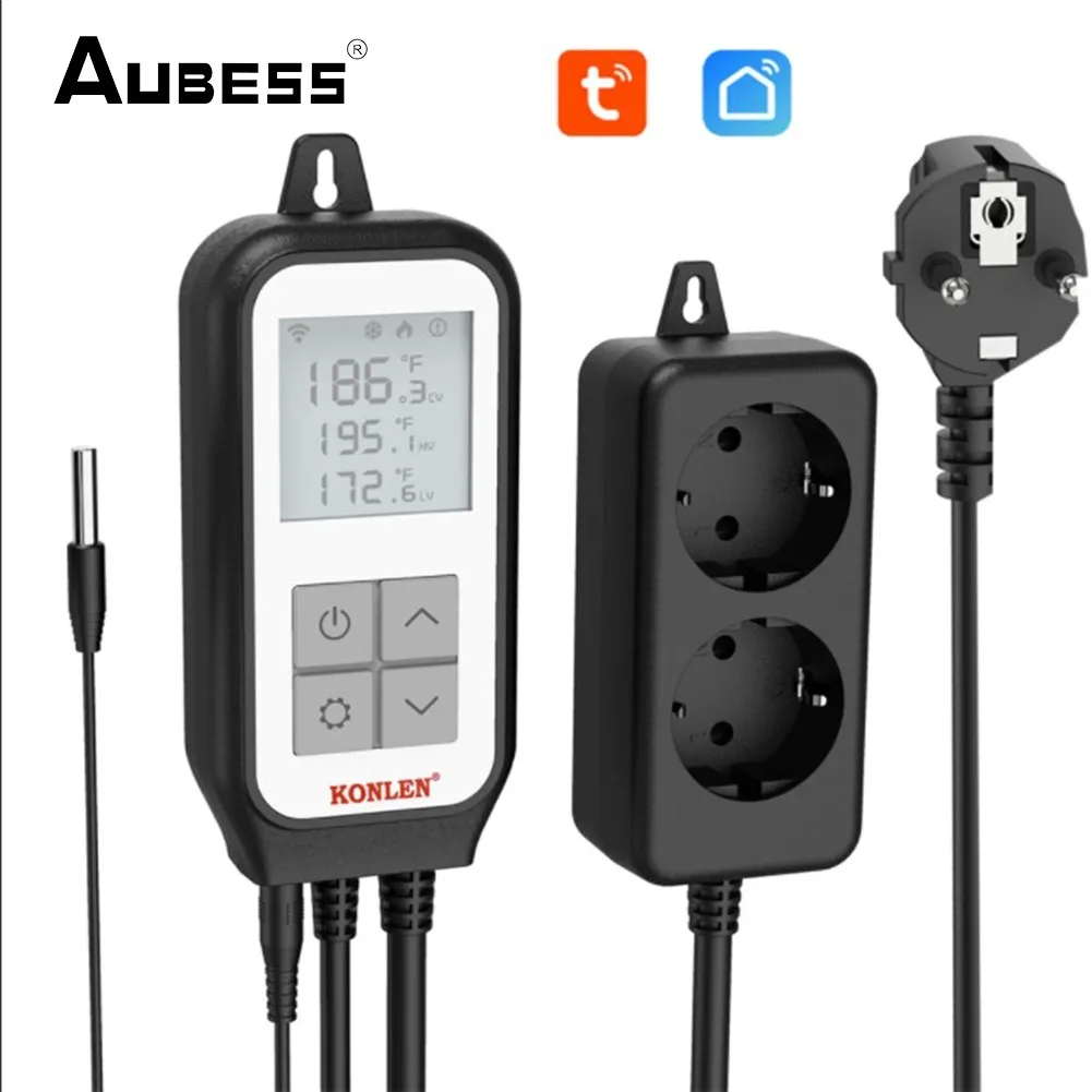 

Tuya WiFi Temperature Sensor Controller Thermometer With Heat Cooling Relay Socket SmartLife Works With Alexa Google Assistant