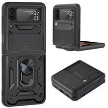 Camera Protective Phone Case For Samsung Galaxy Z Flip 3 Luxury TPU Magnetic Metal Ring Bracket Shockproof Armor Z Flip 3 Cases