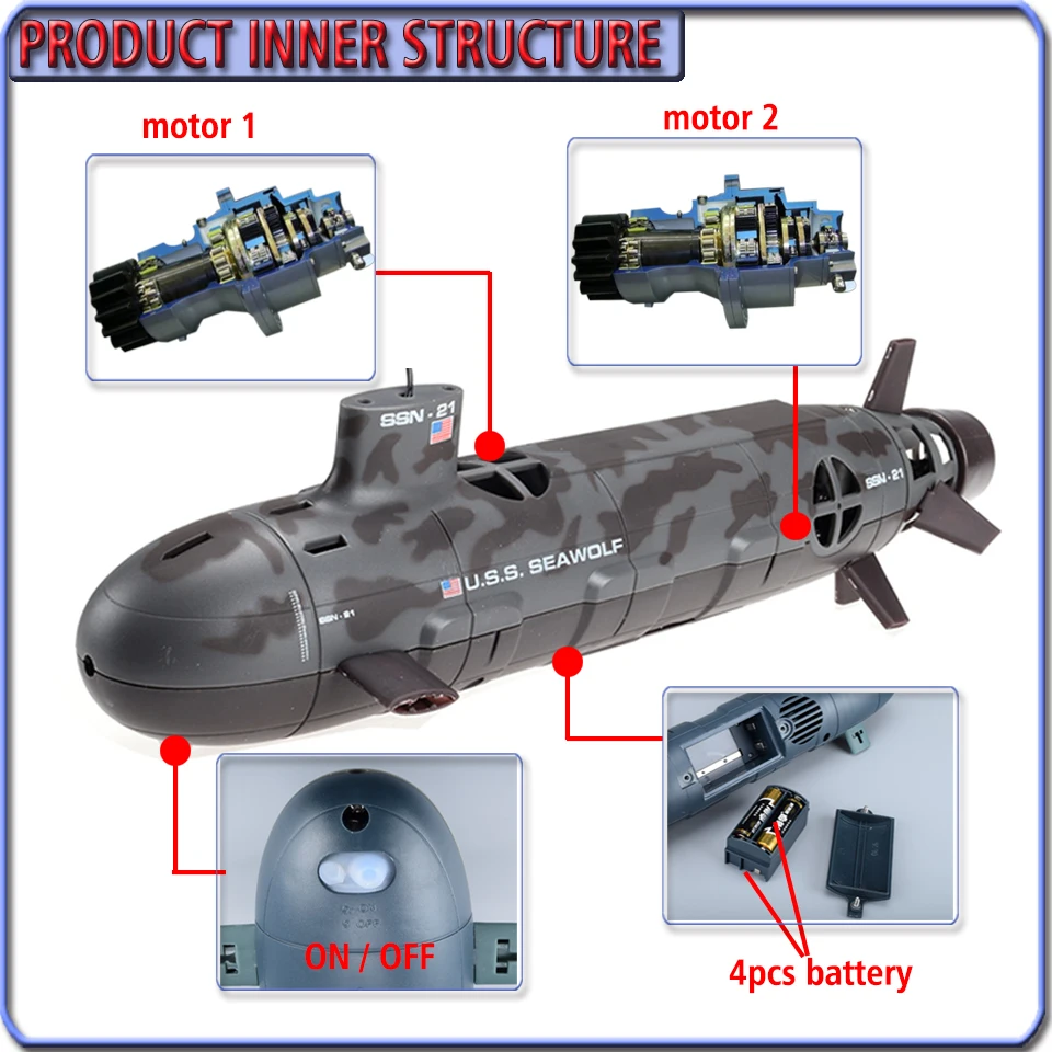 US Seawolf RC модель подводной лодки высокого качества ядерный пульт дистанционного
