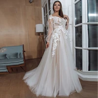 elegant princess wedding dresses plus size a line v neck lace applique long sleeves zipper back bridal gowns 2021