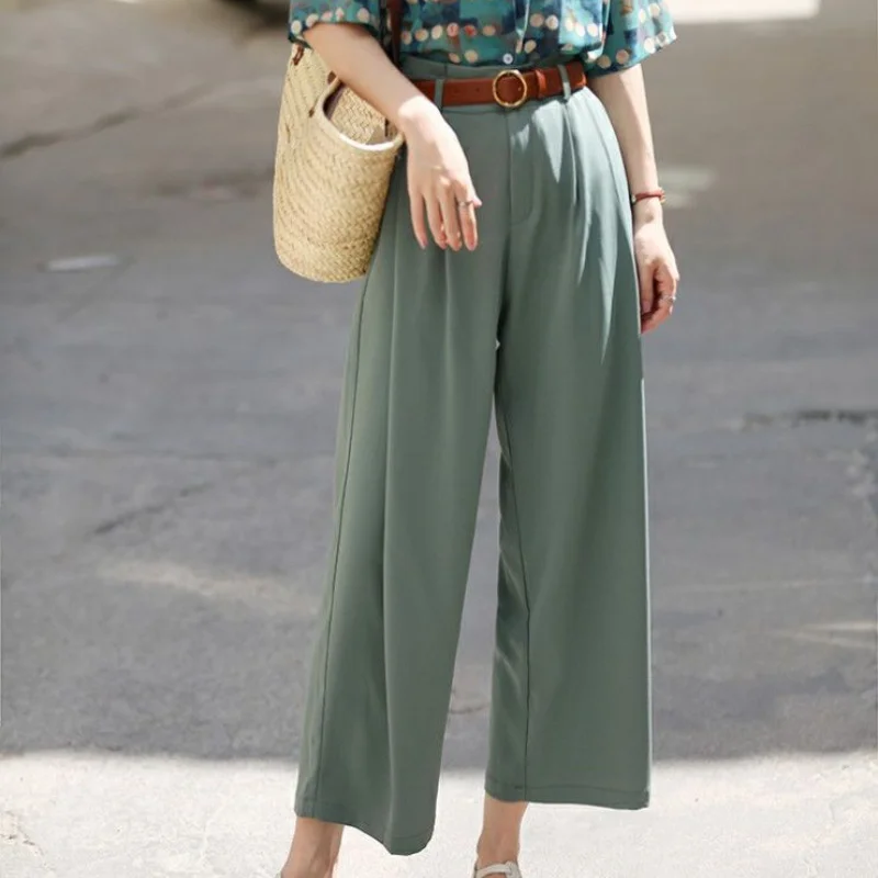

Casual Pants Womens Large Size All-match Colorful Streetwear Students Solid Wide Leg Breathable Summer Ladies Retro n Style