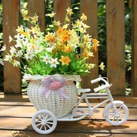 rattan woven decorative bicycle tricycle ornaments home decoration flower arrangement basket pots storage