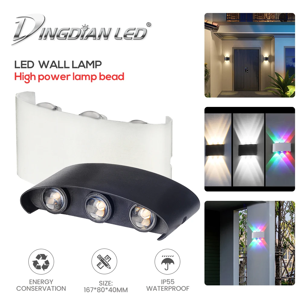 

Outdoor Led Wall Lamp IP55 Waterproof Outdoor Night Lighting AC85-265V 6W Warm White/Cold White/RGB Spot Garden Stair Light Lamp