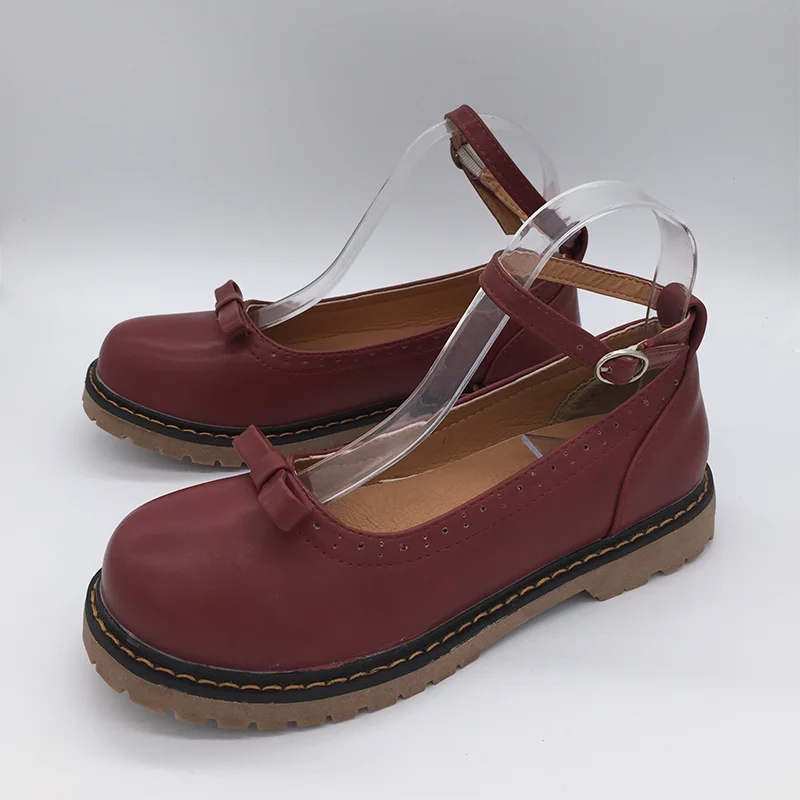Женские балетки с круглым носком Туфли Мэри Джейн на плоской подошве ремешком и