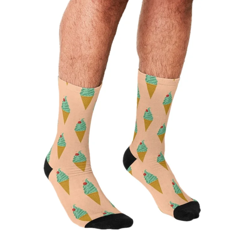 

Забавные мужские носки Харадзюку мятный шоколад мороженое с принтом хип-хоп мужские счастливые носки милые уличные носки для мальчиков сум...