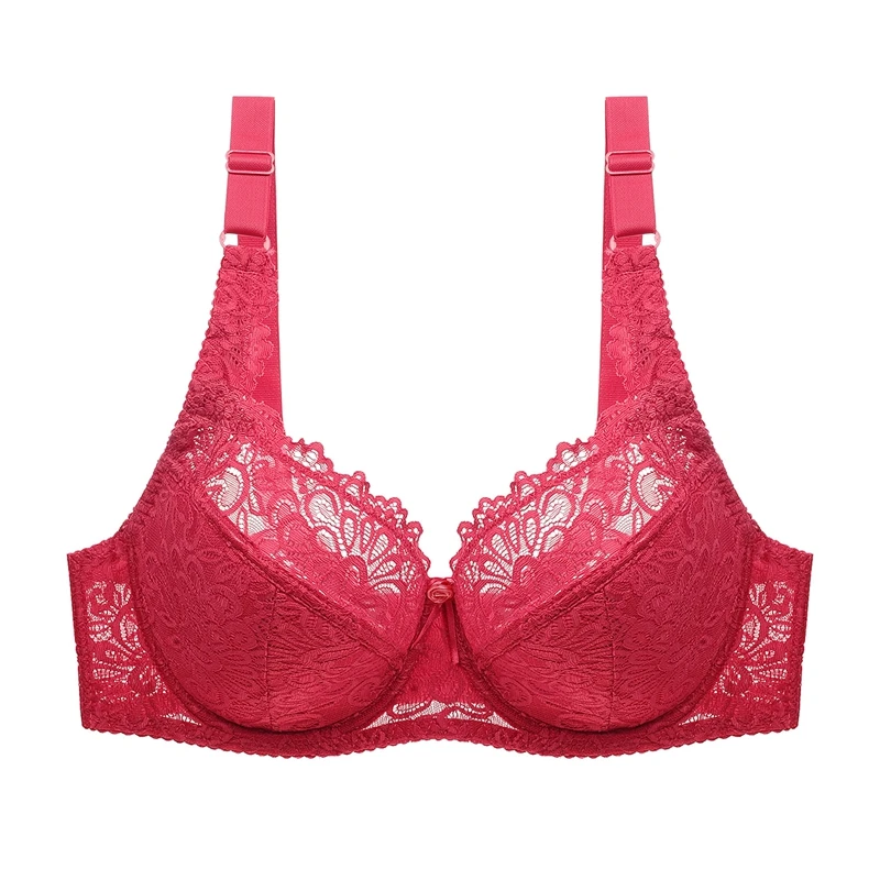 Женский кружевной бюстгальтер на косточках Plusgalpret однотонный большого размера