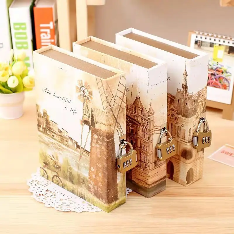 Creative European Vintage ancient buildings password notebook Lockable diary Classical Hardcover notepad Student Stationery Gift