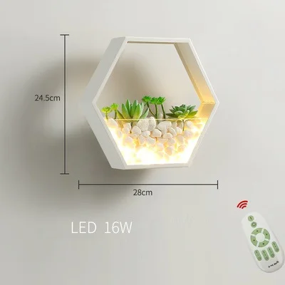 Stepless dimming 16W Современный светодиодный настенный светильник, круглый светодиодный настенный светильник для спальни, гостиной, украшение стены, украшенное растениями и камнями, подарок, арт-деко - Испускаемый цвет: Stepless dimming 16W