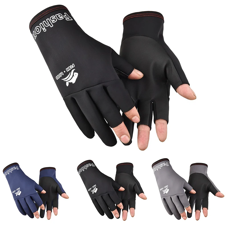 

1 Pair Fishing Gloves Women Men Universal Fishing Protection Anti-slip Gloves Three Fingers Outdoor Half Finger Angling Gloves