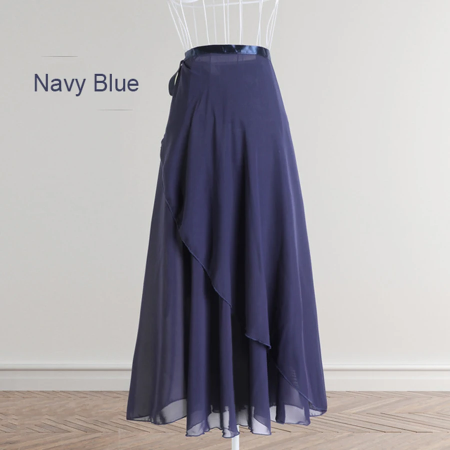 Женская танцевальная длинная юбка дышащая шифоновая гладкая высокая талия