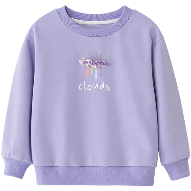 

Kids Spring Sweatshirt Long Sleeve Girls Clothes Fashion Pullover O-Neck Candy Color Baby Tops Cartoon Letters Clound Outwear