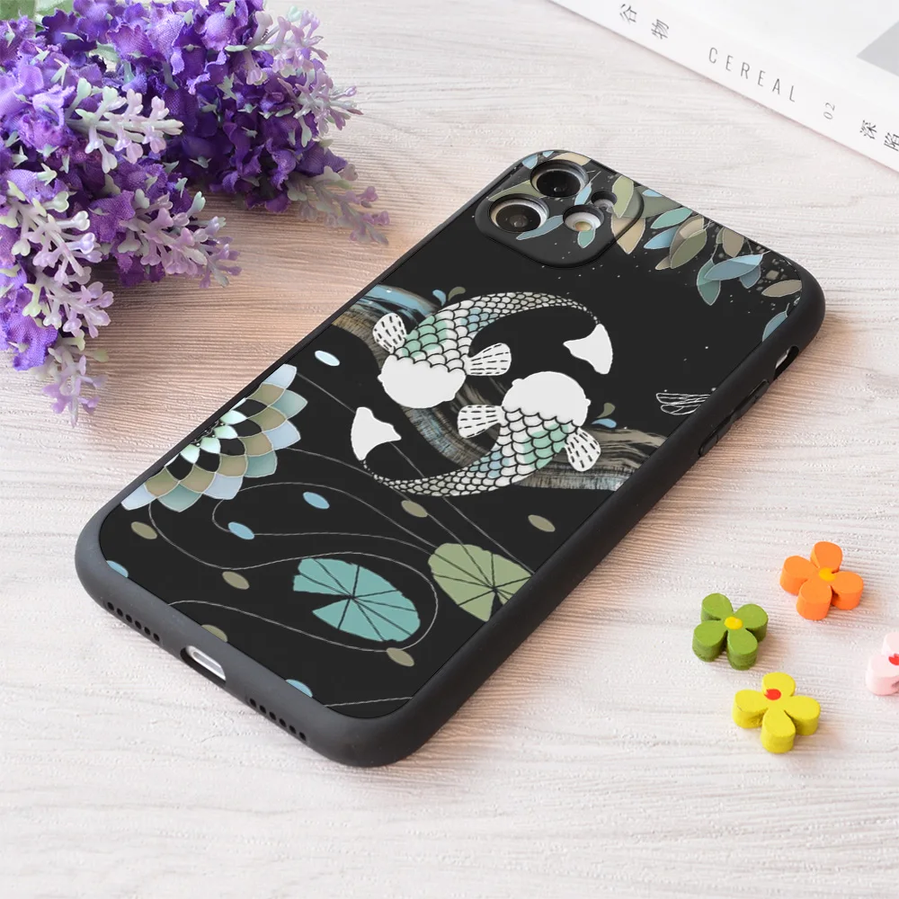 

For iPhone Lucky Koi Mandala Print Soft Matt Apple Case