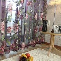 floral purple tulle curtains window for living room the bedroom window treatments voile sheer curtains for kitchen drapes panel