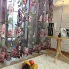 Цветочные фиолетовые тюлевые шторы для гостиной, спальни, оконные принадлежности, сплошные шторы из вуали для кухни, занавески