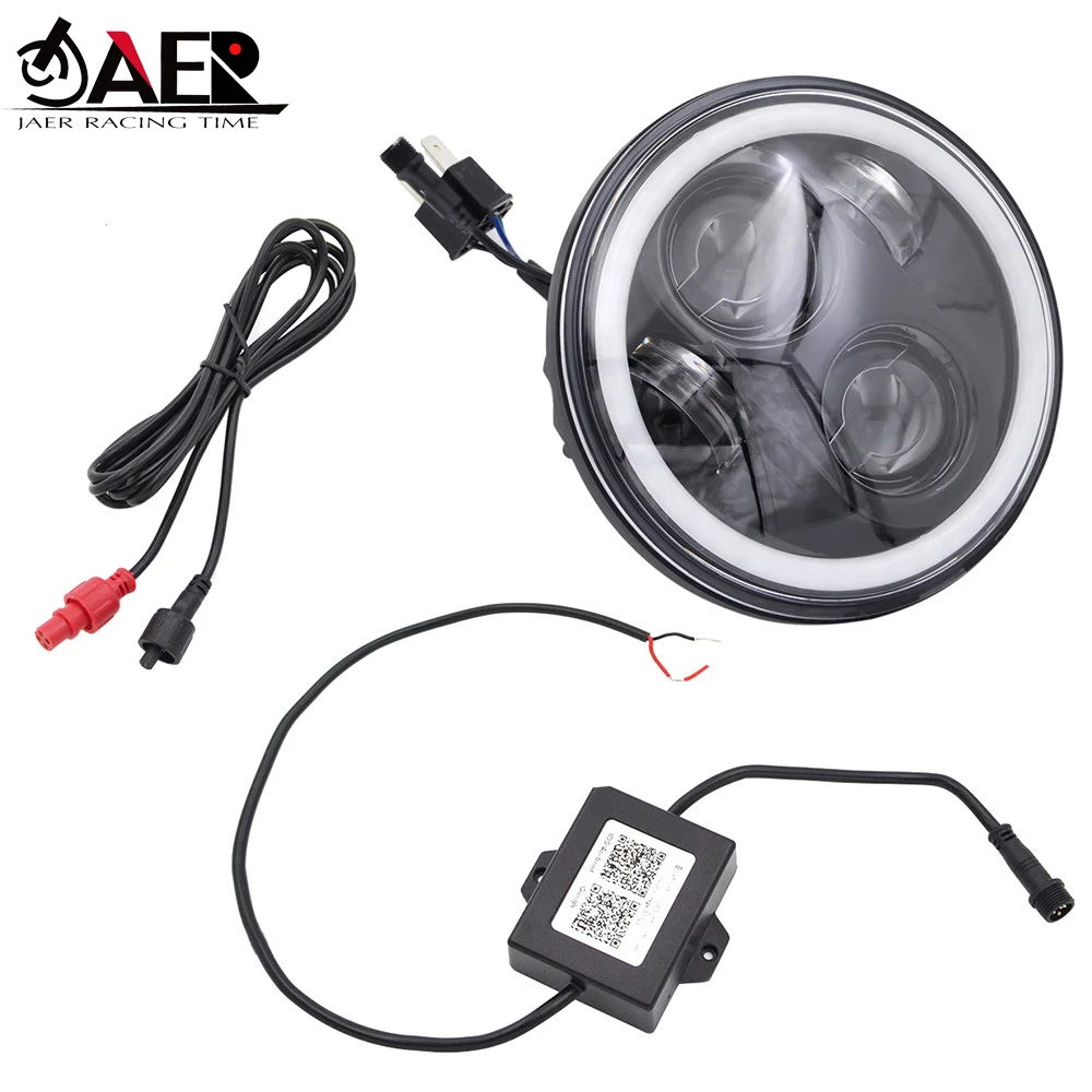 JAER 5-3/4 дюймов Светодиодные мотоциклетные фары 40 Вт RGB Phare Farol Moto для Harley Sportster Iron 883 1200 Dyna Street Bob противотуманные фары
