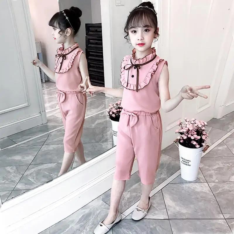 2022 New Summer Girls Sets 7 Children's Clothing 11 Children 9 Kids Fashion Two Pieces Suit 8 Toddler Clothes 10 To 12 Years Old