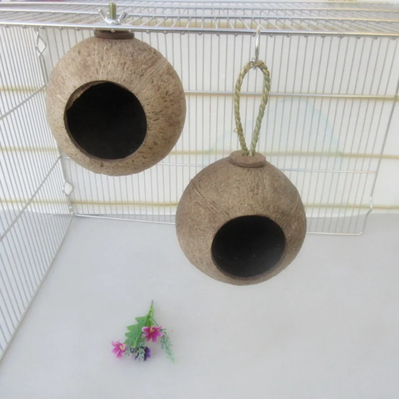 Натуральные птицы Кокосовая раковина птичье гнездо домик клетка кормушка для