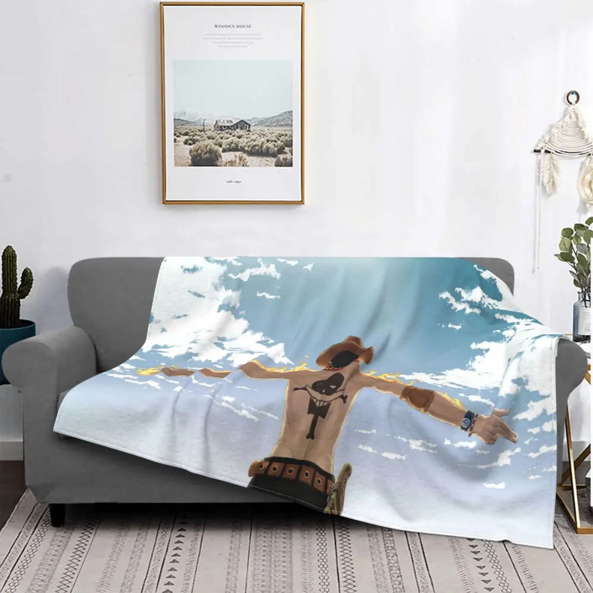 

Room Decor One Piece Portgas D Ace Blanket For Couch Sofa Gifts For Kids Boys Winter Anti-pilling Flannel Anime Throw Blanket