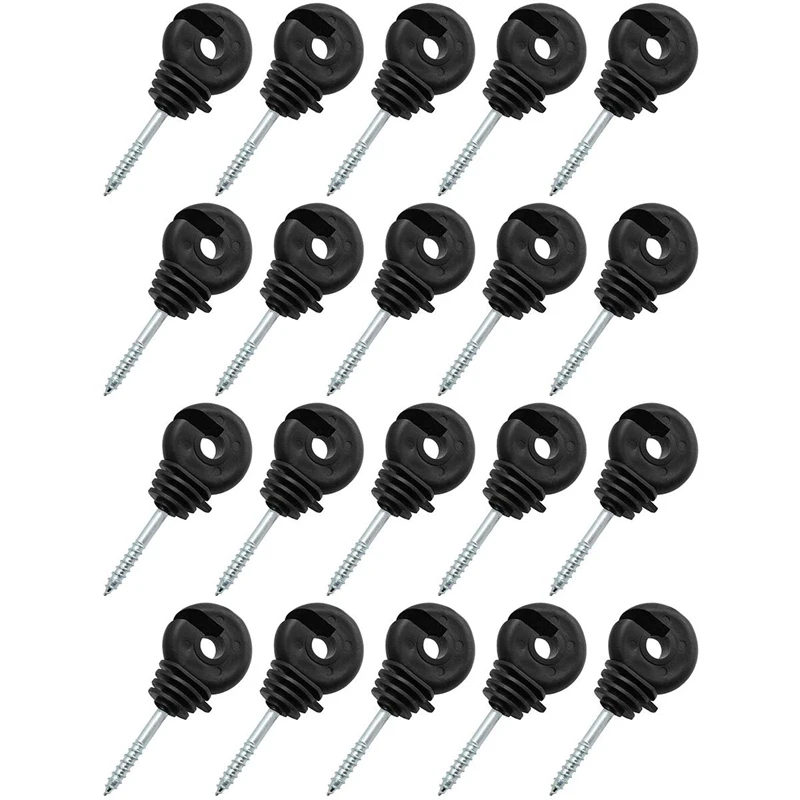 

20PCS Ring Post Wood Post Insulator Screw-in Ring Insulator Plastic Electric Fence Insulator Set for Wood Post