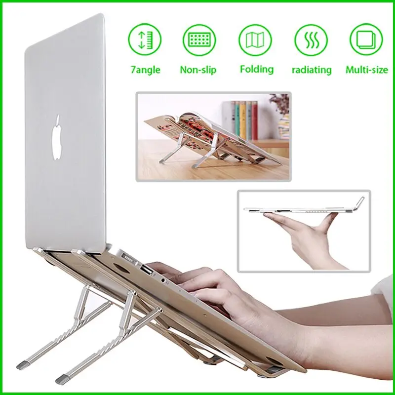 

Laptop Stand Portable 7 Heights Adjustable Aluminum Desktop Ventilated Cooling Holder Folding Ultra for MacBook up to 15.6 inch