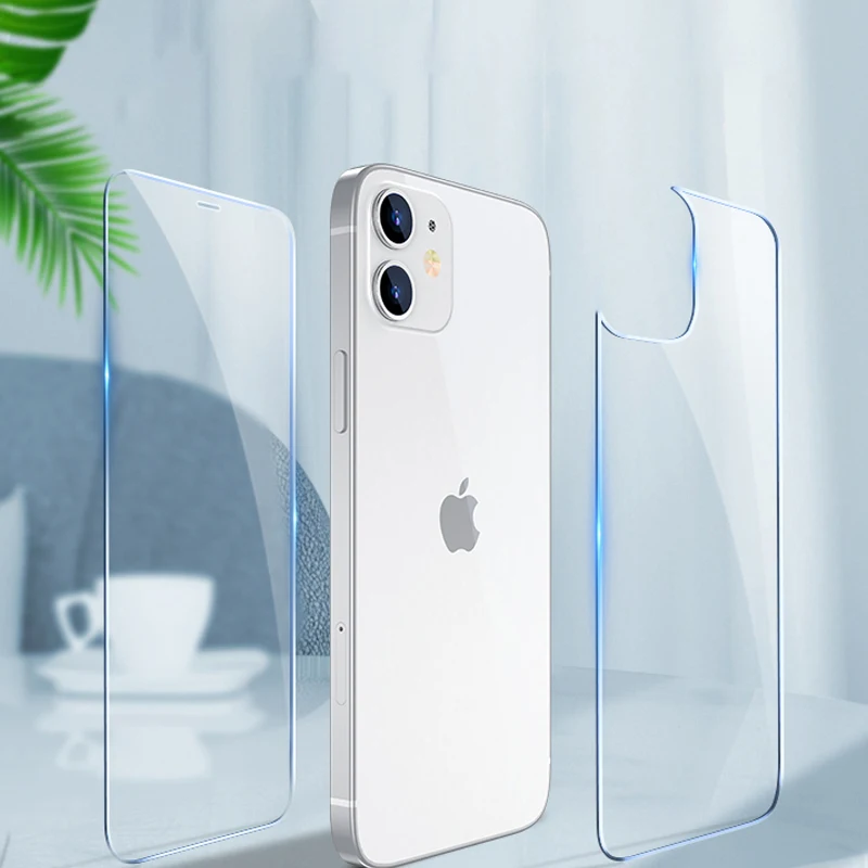 

3-in-1 Full Cover For iPhone 12 Screen Protector 12mini 12 Pro Max Back Tempered Glass On For iPhone 11 Camera Lens Film KAIQISJ