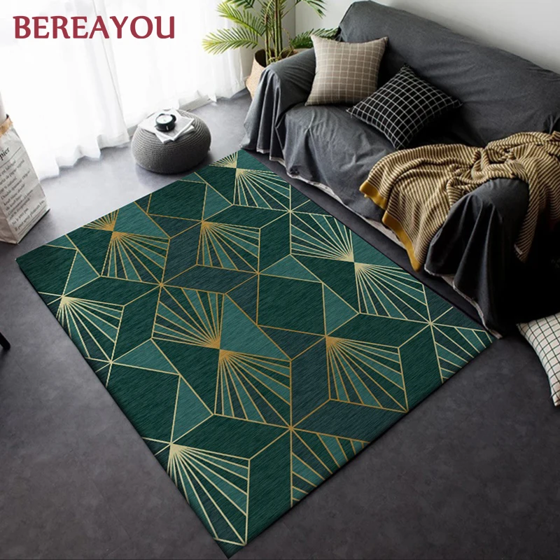 Роскошные ковры для детей абстрактный Зеленый Золотой ковер спальни домашний