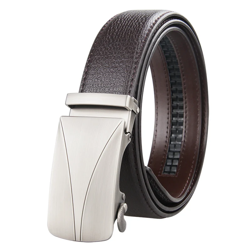 Brand Brown Leather Belt for Men Luxury Brand Fashion Automatic Buckle Ratchet Belts Comfort Click Leather Belt Male