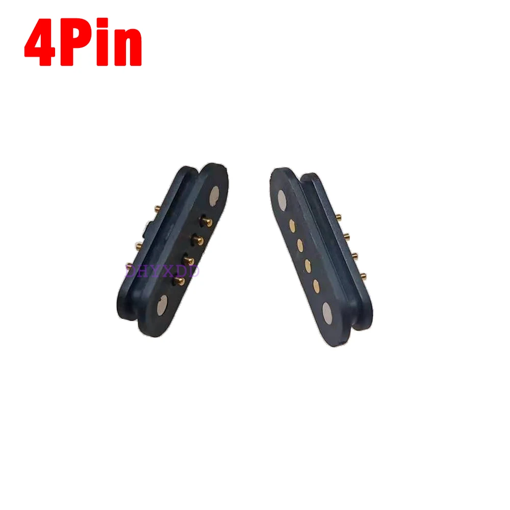 

1 Pair Magnet Spring Loaded Pogo Pin Connector 4 Pin Pitch 2.5 mm Through Holes PCB Mount Male Female 2A 36V DC Max Power Charge