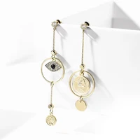 s925 sterling silver luxury earring turkish spain lucky eye punk evil eye stud asymmetry earrings gold for women jewelry gift