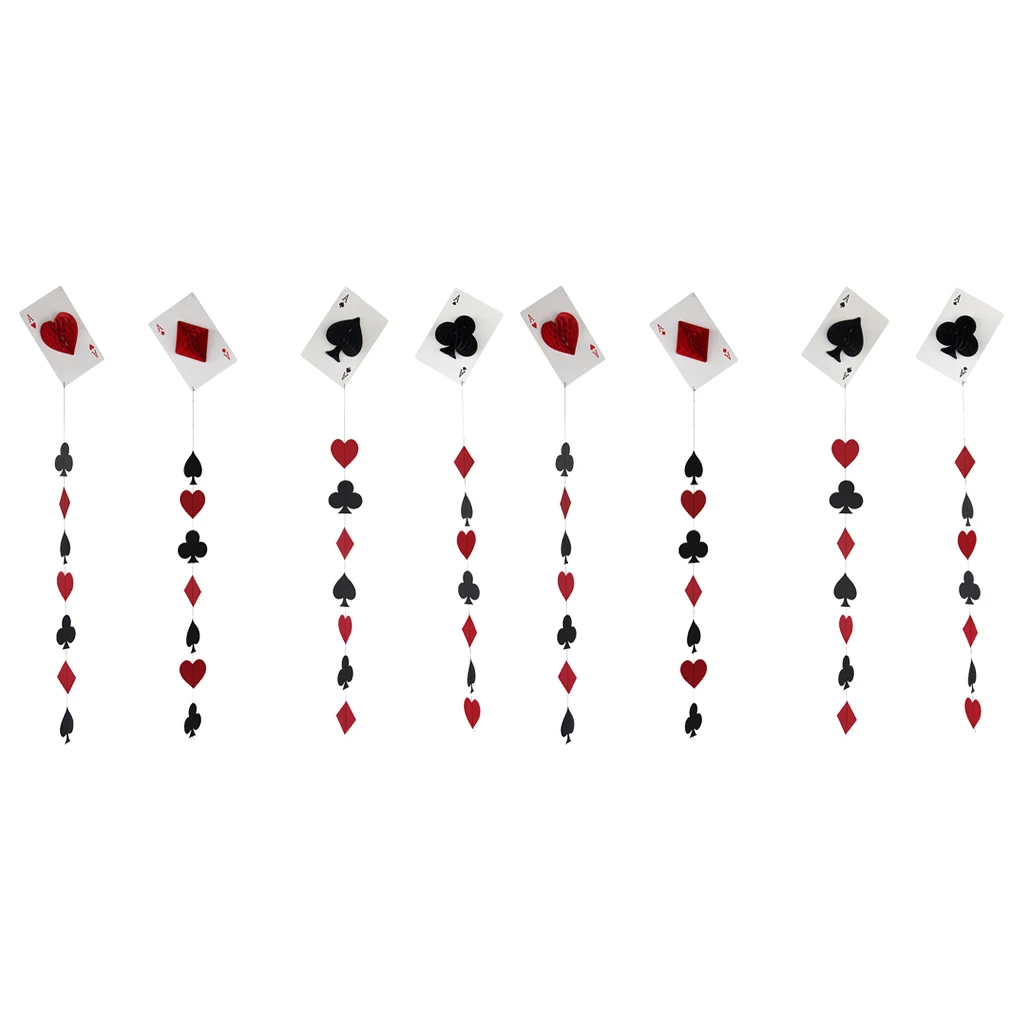 Набор из 8 игральных карт Бумажная гирлянда-казино ночной покер ночь-бриллианты