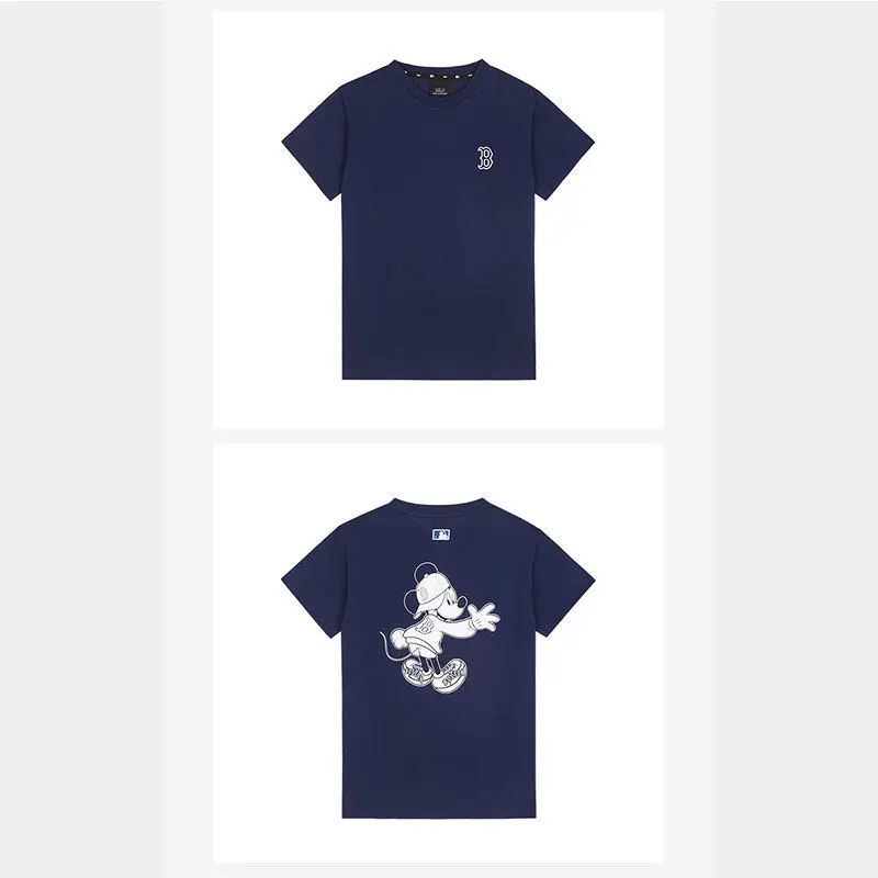 

Disney's original style of trendy men and women loose round collar top Mickey series all-match cotton short-sleeved T-shirt