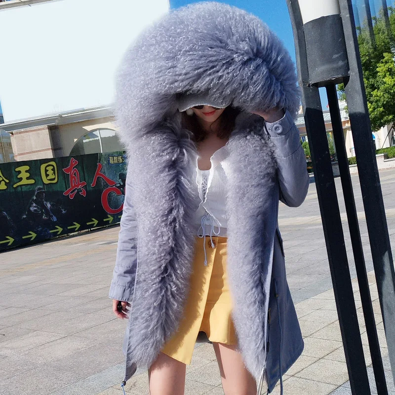 

women winter coats 20 MAO MAO KONG Fashion Women's Luxurious lamb fur parka mongolia sheep fur Hooded Coat Outwear Winter Jacket